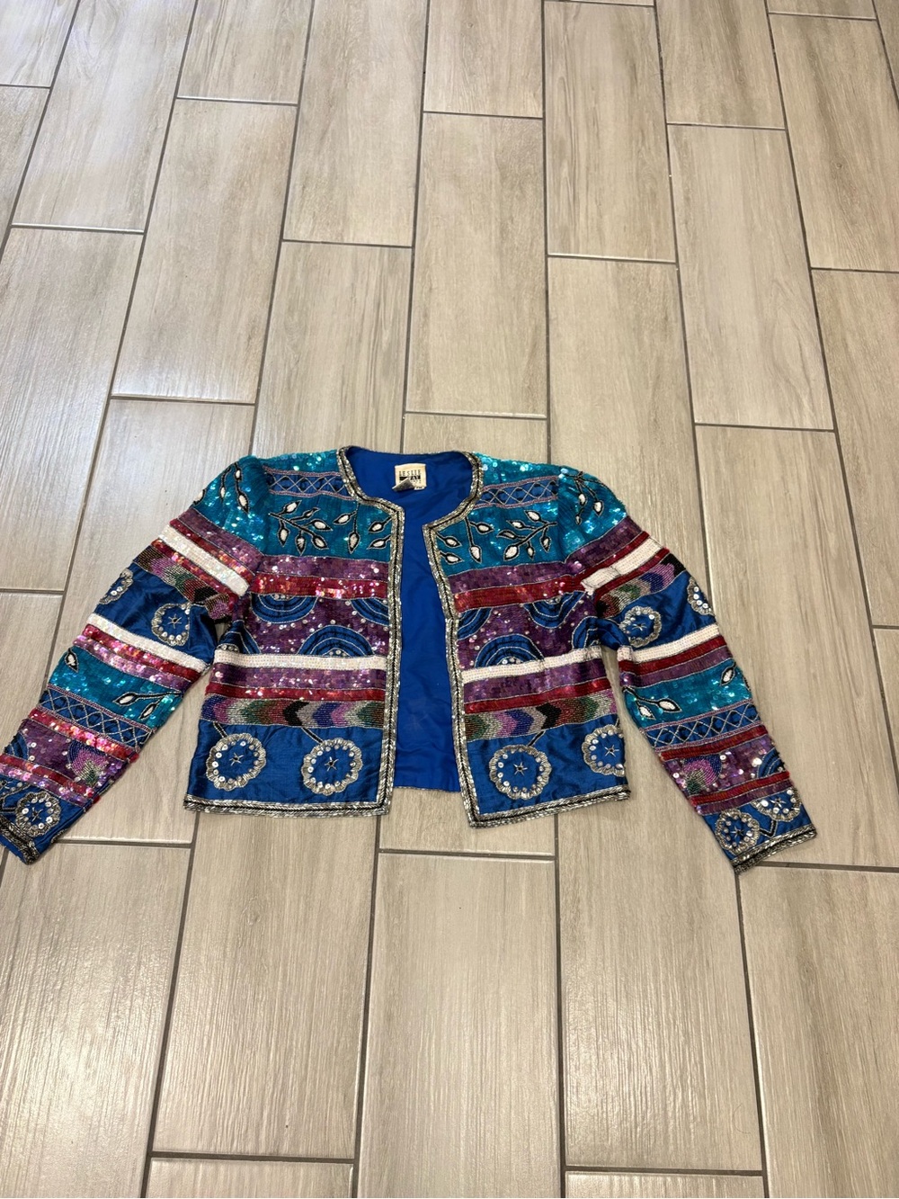 VINTAGE LESLIE FAY EVENINGS PETITE JACKET 100% silk  SIZE PM